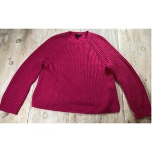 Lauren Ralph Lauren Knit Sweater Pink Cotton Crew Neck Women's XL Chunky Luxury
